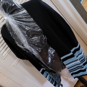 Loft outlet open front cardigan longer size black blue ivory stripe xs/s